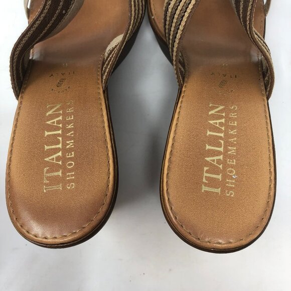 Italian Shoemakers Metallic Wedge Sandals 11 - Picture 5 of 10